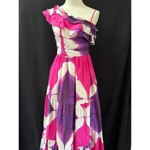 Women’s Busayo Pink & Purple Frilled Long Maxi Tank Dress Sz 0
